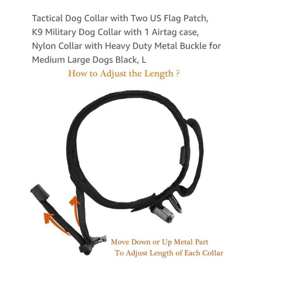 Tactical Dog Collar with Airtag Case and American Flag L - Picture 3 of 5
